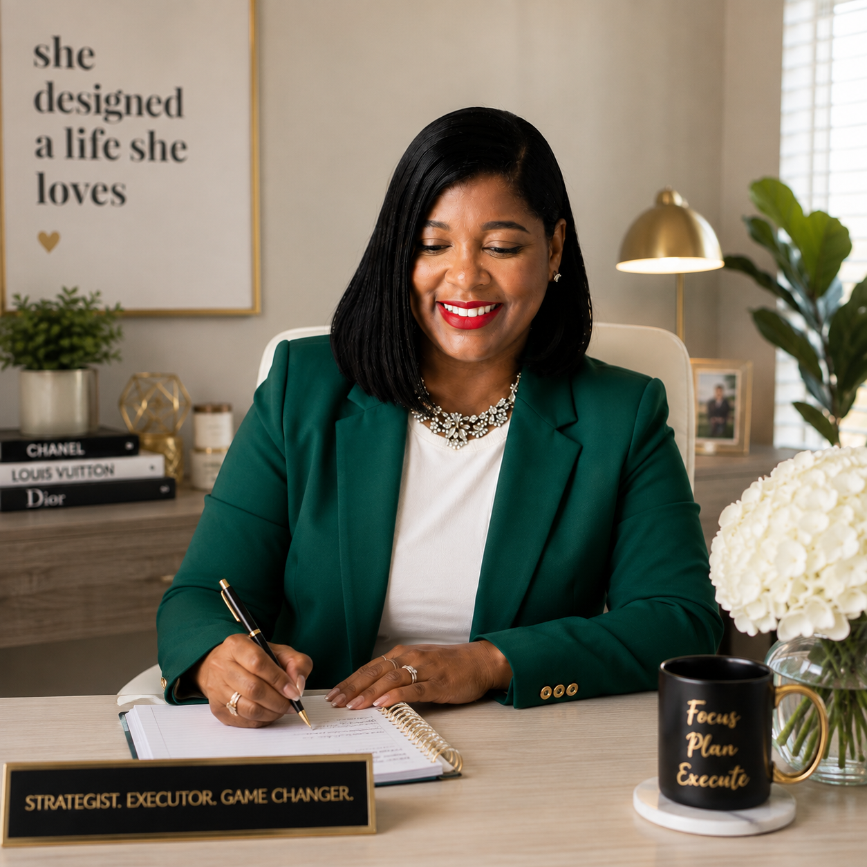 Natalie Prince, founder, at her desk